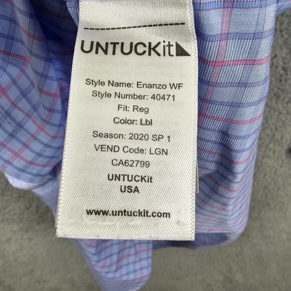 UNTUCKit Wrinkle Free Men's Long Sleeve Button-Down Pocket Shirt Blue 2XL - Picture 7 of 14
